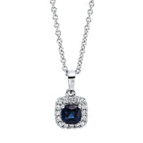 Collier 18 kt WG, mit ZÖ 42 cm, 16 Brill. 0,10 ct, TW-si, 1 Saphir 0,40 ct blau