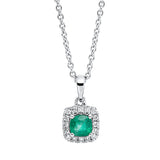 Collier 18 kt WG, mit ZÖ 42 cm, 16 Brill. 0,10 ct, TW-si, 1 Smaragd 0,25 ct grün
