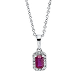 Collier 18 kt WG, mit ZÖ 42 cm, 18 Brill. 0,07 ct, TW-si, 1 Rubin 0,32 ct rot
