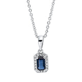 Collier 18 kt WG, mit ZÖ 42 cm, 18 Brill. 0,07 ct, TW-si, 1 Saphir 0,30 ct blau