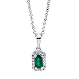 Collier 18 kt WG, mit ZÖ 42 cm, 18 Brill. 0,07 ct, TW-si, 1 Smaragd 0,29 ct grün
