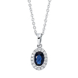 Collier 18 kt WG, mit ZÖ 42 cm, 16 Brill. 0,07 ct, TW-si, 1 Saphir 0,57 ct blau