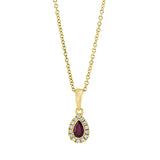 Collier 18 kt GG, mit ZÖ 42 cm, 14 Brill. 0,06 ct, TW-si, 1 Rubin 0,25 ct rot