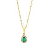 Collier 18 kt GG, mit ZÖ 42 cm, 14 Brill. 0,06 ct, TW-si, 1 Smaragd 0,20 ct grün
