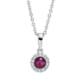Collier 18 kt WG, mit ZÖ 42 cm, 14 Brill. 0,08 ct, TW-si, 1 Rubin 0,30 ct rot