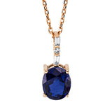 Collier 14 kt RG, mit Öse, 2 Bag. 0,02 ct, F-vsi, 1 Brill. 0,01 ct, F-si, 1 Saphir 0,86 ct blau