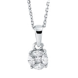 Collier 14 kt WG, mit Öse, 1 Princ. 0,02 ct, F-vsi, 4 Nav. 0,13 ct, F-vsi
