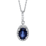 Collier 14 kt WG, mit Öse, 22 Brill. 0,10 ct, F-si, 1 Saphir 0,70 ct blau