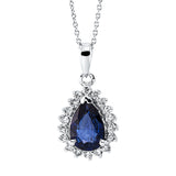 Collier 14 kt WG, mit Öse, 18 Brill. 0,15 ct, F-si, 1 Saphir 0,77 ct blau