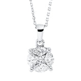 Collier 14 kt WG, mit Öse, 1 Princ. 0,09 ct, F-vsi, 4 Nav. 0,40 ct, F-vsi