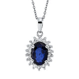 Collier 14 kt WG, mit Öse, 18 Brill. 0,18 ct, F-si, 1 Saphir 0,67 ct blau