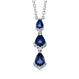 Collier 18 kt WG, mit ZÖ 40,6 cm, 13 Brill. 0,11 ct, TW-si, 3 Saphire 1,33 ct blau