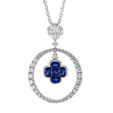 Collier 18 kt WG, mit ZÖ 40,6 cm, 43 Brill. 0,79 ct, TW-si, 4 Saphire 1,00 ct blau, 1 Saphir 0,15 ct blau