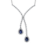 Collier 18 kt WG, mit ZÖ 40,6 cm, 56 Brill. 1,35 ct, TW-si, 2 Saphire 1,02 ct blau