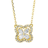 Collier 18 kt GG, mit ZÖ 40 cm, 4 Tropfen 0,24 ct, TW-si, 32 Brill. 0,09 ct, TW-si