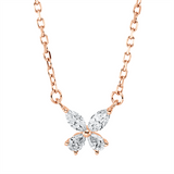 Collier 18 kt RG, mit ZÖ 40 cm, 2 Tropfen 0,07 ct, TW-vsi, 2 Nav. 0,10 ct, TW-vsi