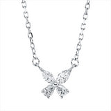 Collier 18 kt WG, mit ZÖ 40 cm, 2 Nav. 0,10 ct, TW-vsi, 2 Tropfen 0,06 ct, TW-vsi