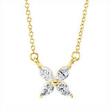 Collier 18 kt GG, mit ZÖ 40 cm, 4 Nav. 0,23 ct, TW-vsi