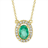 Collier 18 kt GG, mit ZÖ 40 cm, 20 Brill. 0,10 ct, TW-si, 1 Smaragd 0,51 ct grün