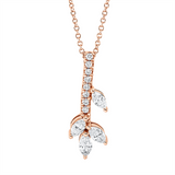 Collier 18 kt RG, mit ZÖ 40 cm, 4 Nav. 0,28 ct, TW-vsi, 8 Brill. 0,06 ct, TW-si