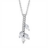 Collier 18 kt WG, mit ZÖ 40 cm, 4 Nav. 0,28 ct, TW-vsi, 8 Brill. 0,05 ct, TW-si