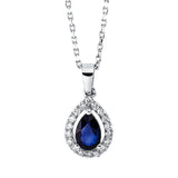 Collier 18 kt WG, mit Öse, 18 Brill. 0,18 ct, F-si, 1 Saphir 0,48 ct blau