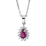 Collier 18 kt WG, mit Öse, 13 Brill. 0,12 ct, F-si, 1 Rubin 0,33 ct rot