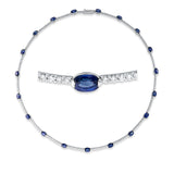 Collier 18 kt WG, 170 Brill. 3,14 ct, TW-vsi/si, 19 Saphire 11,74 ct blau