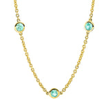 Collier 18 kt GG, mit ZÖ 40 cm + 41,5 cm, 13 Smaragde 1,30 ct grün