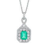 Collier 18 kt WG, mit Öse, 105 Brill. 0,91 ct, TW-si, 1 Smaragd 2,01 ct grün
