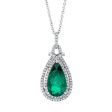 Collier 18 kt WG, mit Öse, 91 Brill. 0,41 ct, TW-si, 1 Smaragd 3,03 ct grün