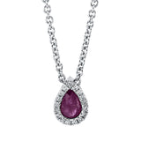 Collier 18 kt WG, mit ZÖ 40 cm, 17 Brill. 0,04 ct, TW-si, 1 Rubin 0,23 ct rot