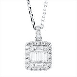 Collier 18 kt WG, mit ZÖ 40 cm + 43 cm, 6 Bag. 0,19 ct, TW-si, 27 Brill. 0,16 ct, TW-si