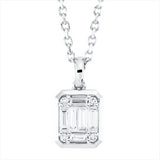 Collier 18 kt WG, mit ZÖ 40 cm + 43 cm, 6 Bag. 0,22 ct, TW-si, 4 Brill. 0,02 ct, TW-si