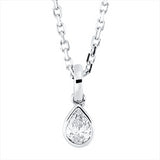 Collier 18 kt WG, mit ZÖ 40 cm + 43 cm, 1 Tropfen 0,15 ct, TW-si