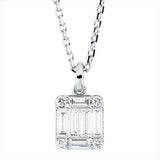Collier 18 kt WG, mit ZÖ 40 cm + 43 cm, 6 Bag. 0,38 ct, TW-si, 4 Brill. 0,06 ct, TW-si