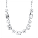 Collier 18 kt WG, mit ZÖ 40 cm + 43 cm, 10 Bag. 0,32 ct, TW-si, 6 Brill. 0,28 ct, TW-si