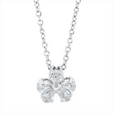 Collier 18 kt WG, mit ZÖ 42 cm, 5 Tropfen 0,48 ct, TW-si, 1 Brill. 0,02 ct, TW-si