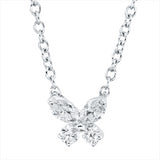 Collier 18 kt WG, mit ZÖ 42 cm, 2 Nav. 0,15 ct, TW-si, 2 Brill. 0,06 ct, TW-si