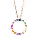Collier 18 kt RG, mit ZÖ 42 cm, 16 Farbsteine 0,57 ct fancy
