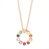 Collier 18 kt RG, mit ZÖ 42 cm, 10 Farbsteine 0,37 ct fancy