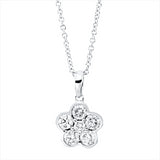 Collier 18 kt WG, mit ZÖ 42 cm, 1 Brill. 0,04 ct, TW-si, 5 Brill. 0,42 ct, TW-si