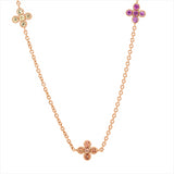 Collier 18 kt RG, mit ZÖ 40 cm + 43 cm, 25 Saphire 0,53 ct fancy
