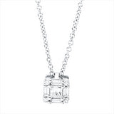 Collier 18 kt WG, 4 Bag. 0,06 ct, TW-si, 1 Princ. 0,07 ct, TW-si, 4 Brill. 0,03 ct, TW-si