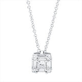 Collier 18 kt WG, 4 Bag. 0,16 ct, TW-si, 1 Princ. 0,11 ct, TW-si, 4 Brill. 0,06 ct, TW-si