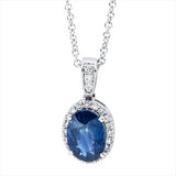 Collier 18 kt WG, mit Öse, 22 Brill. 0,07 ct, TW-si, 1 Saphir 1,00 ct blau