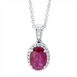 Collier 18 kt WG, mit Öse, 22 Brill. 0,07 ct, TW-si, 1 Rubin 1,00 ct rot