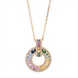 Collier 18 kt RG, ZÖ 42 & 43,5 cm, 87 Brill. 0,60 ct, TW-si, 3 Tsav. 0,21 ct grün, 21 Saph. 1,52 ct multi