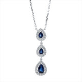 Collier 18 kt WG, mit ZÖ 40 cm & 43 cm, 48 Brill. 0,26 ct, TW-si, 3 Saphire 0,83 ct blau