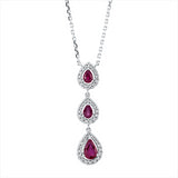 Collier 18 kt WG, mit ZÖ 40 cm & 43 cm, 48 Brill. 0,26 ct, TW-si, 3 Rubine 0,77 ct rot